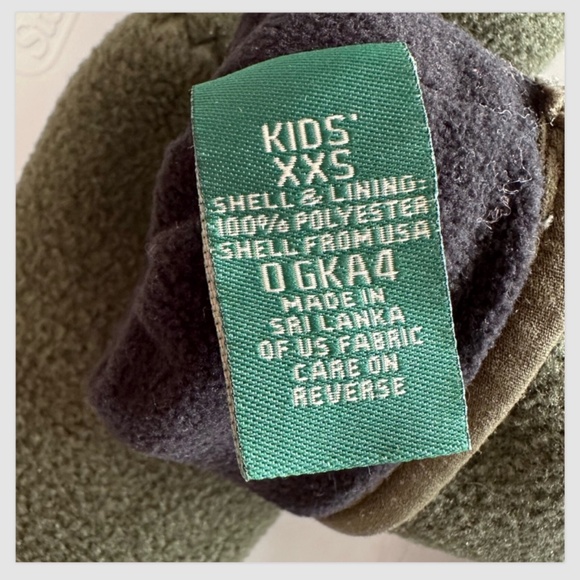 L.L. BEAN Kids Fleece 1-Finger Gloves Size KIDS XXS Green Double Layered - Picture 5 of 11